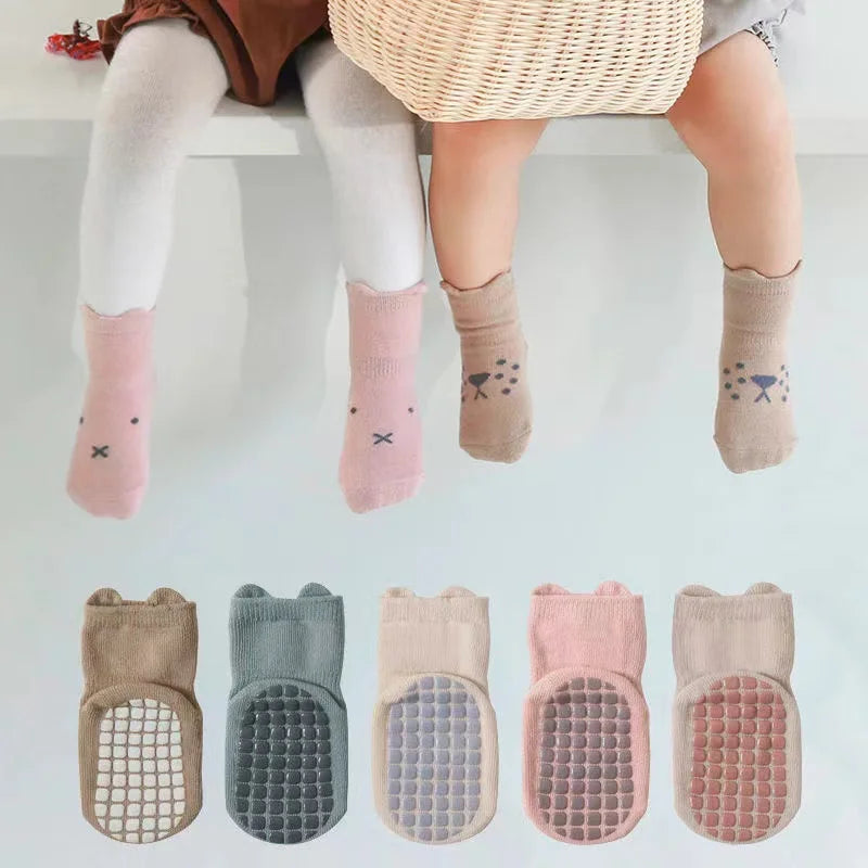 3 Pairs/Lot Cartoon Newborn Socks Children's Anti-slip Socks Spring and Autumn Cute Boy Cotton Baby Toddler Socks