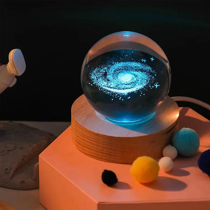 Kisskriss Luminous Starry Sky & Planets Night Lamp - Crystal Ball Projection Light