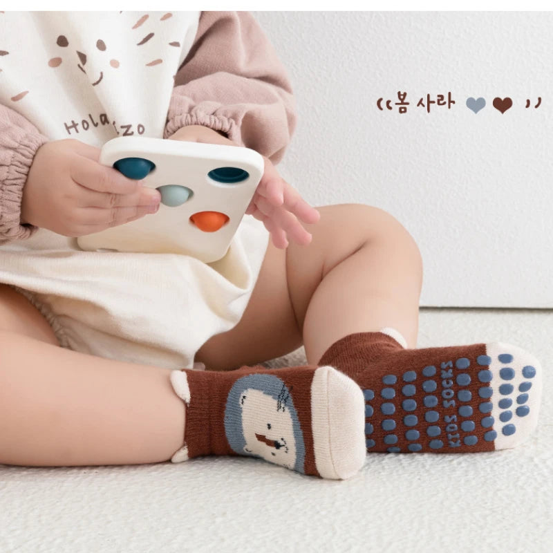 Autumn Winter Cartoon Baby Boys Girls Anti Slip Boat Socks Cute Fashion Infant Floor Socken Warm Breathable Newborn Short Socks