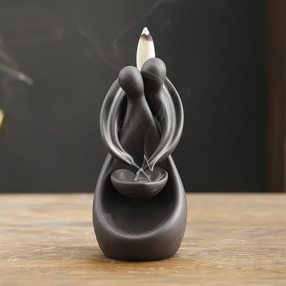 Kisskriss Ceramic Smoke Incense Burner - Handmade Backflow Waterfall Censer for Home Decor