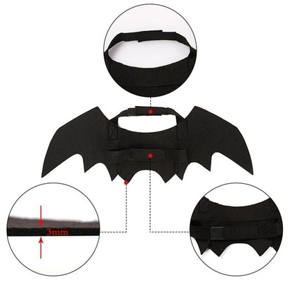 Halloween Pet Costume | Black Bat Wings Harness for Cats & Dogs