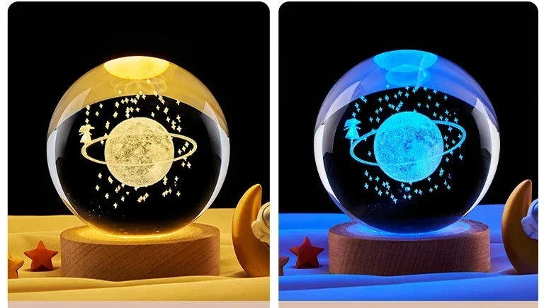 Kisskriss Luminous Starry Sky & Planets Night Lamp - Crystal Ball Projection Light