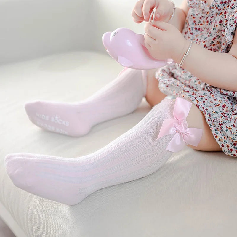 Girls Big Bow Knee High Long Soft New Kids Socks Toddlers Cotton Lace Baby Socks Kids Kniekousen Meisje Dropshipping Girls Socks