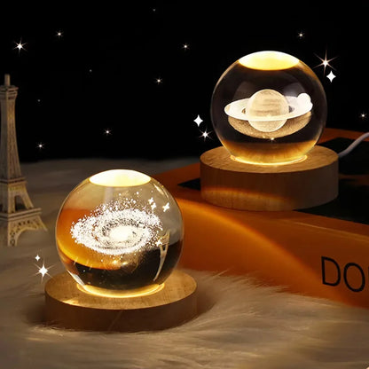 Kisskriss Luminous Starry Sky & Planets Night Lamp - Crystal Ball Projection Light