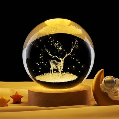 Kisskriss Luminous Starry Sky & Planets Night Lamp - Crystal Ball Projection Light