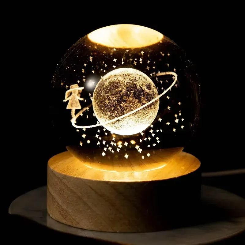 Kisskriss Luminous Starry Sky & Planets Night Lamp - Crystal Ball Projection Light