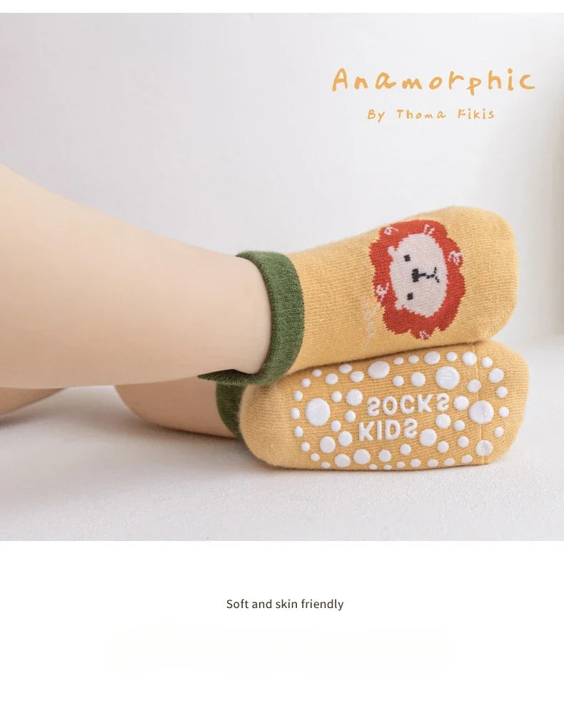 Cartoon Baby Anti Slip Boat Socks Small and Medium Sized Baby Glue Trampoline Sock Brave Lion Floor Sock Baby Girl Socks