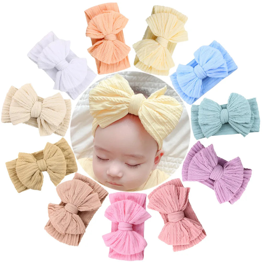 16 Colors Cable Bow Baby Headband for Child Bowknot Headwear Cables Turban for Kids Elastic Headwrap Baby Hair Accessories