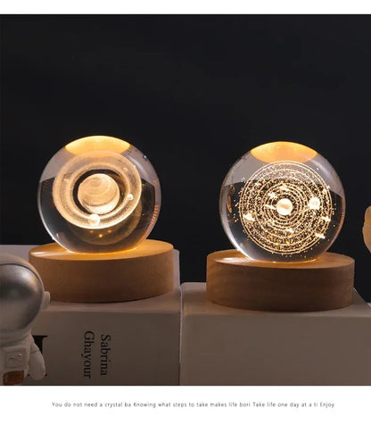 Kisskriss Luminous Starry Sky & Planets Night Lamp - Crystal Ball Projection Light