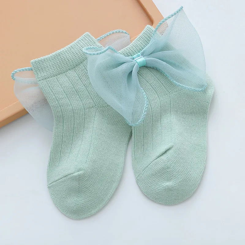 Home Baby Princess Socks Korean Edition Trendy Girls' Sock Children's Lace Socks Lace Bow Baby Cotton Sock  Baby Girl Socks