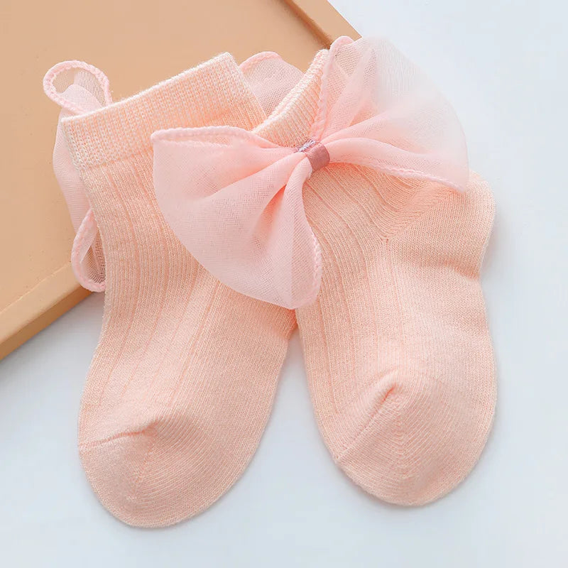 Home Baby Princess Socks Korean Edition Trendy Girls' Sock Children's Lace Socks Lace Bow Baby Cotton Sock  Baby Girl Socks