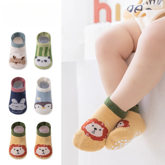 Cartoon Baby Anti Slip Boat Socks Small and Medium Sized Baby Glue Trampoline Sock Brave Lion Floor Sock Baby Girl Socks