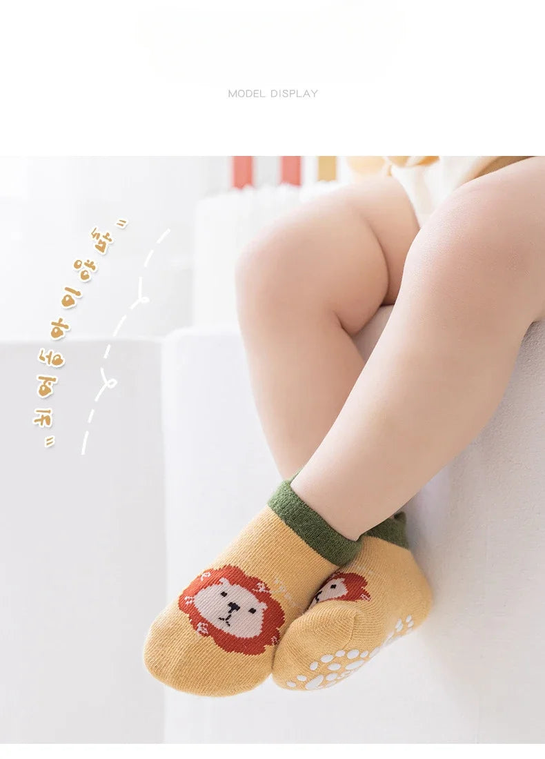 Cartoon Baby Anti Slip Boat Socks Small and Medium Sized Baby Glue Trampoline Sock Brave Lion Floor Sock Baby Girl Socks