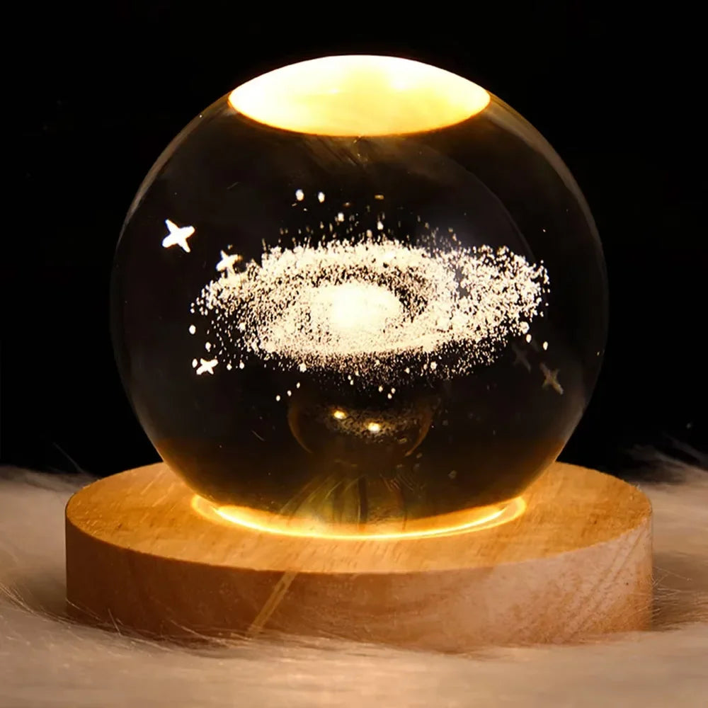 Kisskriss Luminous Starry Sky & Planets Night Lamp - Crystal Ball Projection Light