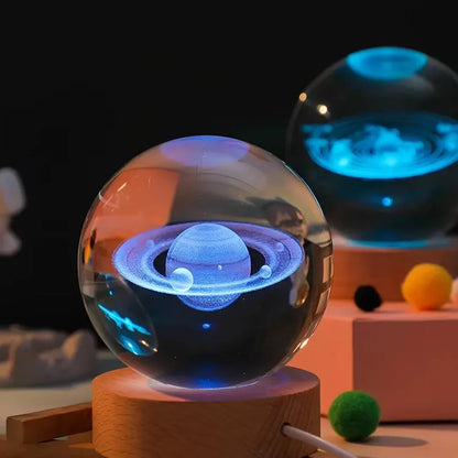 Kisskriss Luminous Starry Sky & Planets Night Lamp - Crystal Ball Projection Light